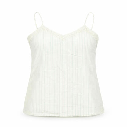 Marks & Spencer Womens Beige Striped Viscose Basic Tank Size 18 V-Neck