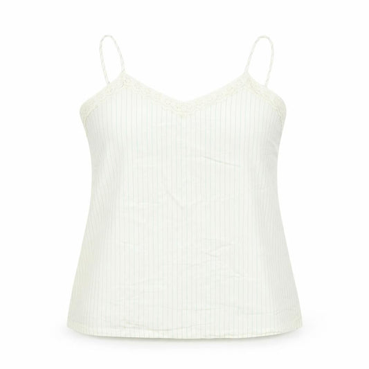 Marks and Spencer Womens Beige Striped Viscose Basic Tank Size 18 V-Neck