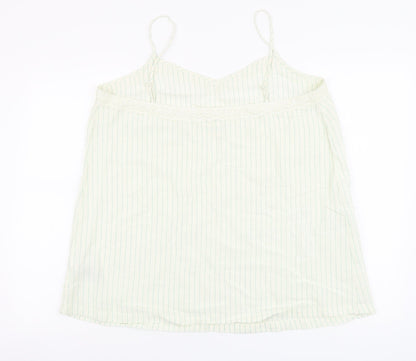 Marks & Spencer Womens Beige Striped Viscose Basic Tank Size 18 V-Neck