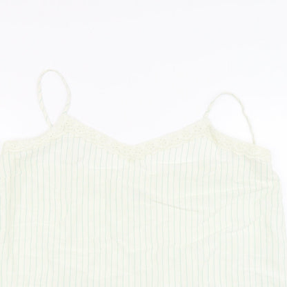 Marks & Spencer Womens Beige Striped Viscose Basic Tank Size 18 V-Neck