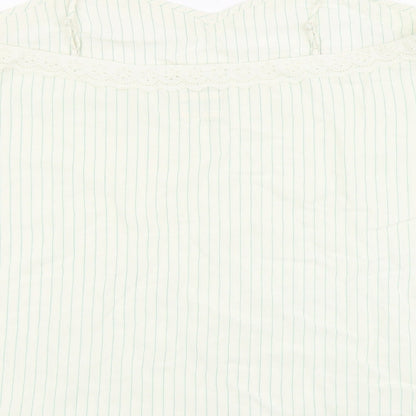 Marks & Spencer Womens Beige Striped Viscose Basic Tank Size 18 V-Neck