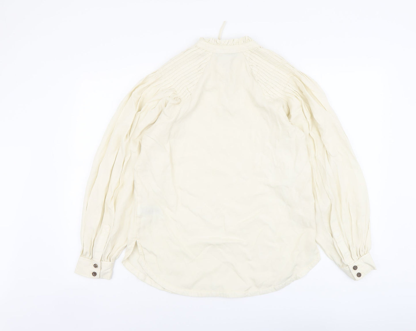 Marks and Spencer Womens Beige Lyocell Basic Blouse Size 8 Round Neck
