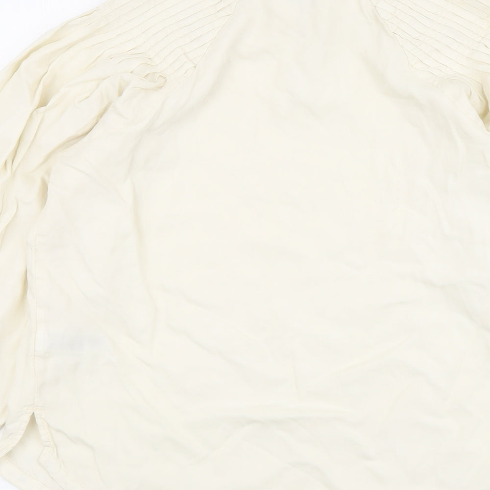 Marks and Spencer Womens Beige Lyocell Basic Blouse Size 8 Round Neck