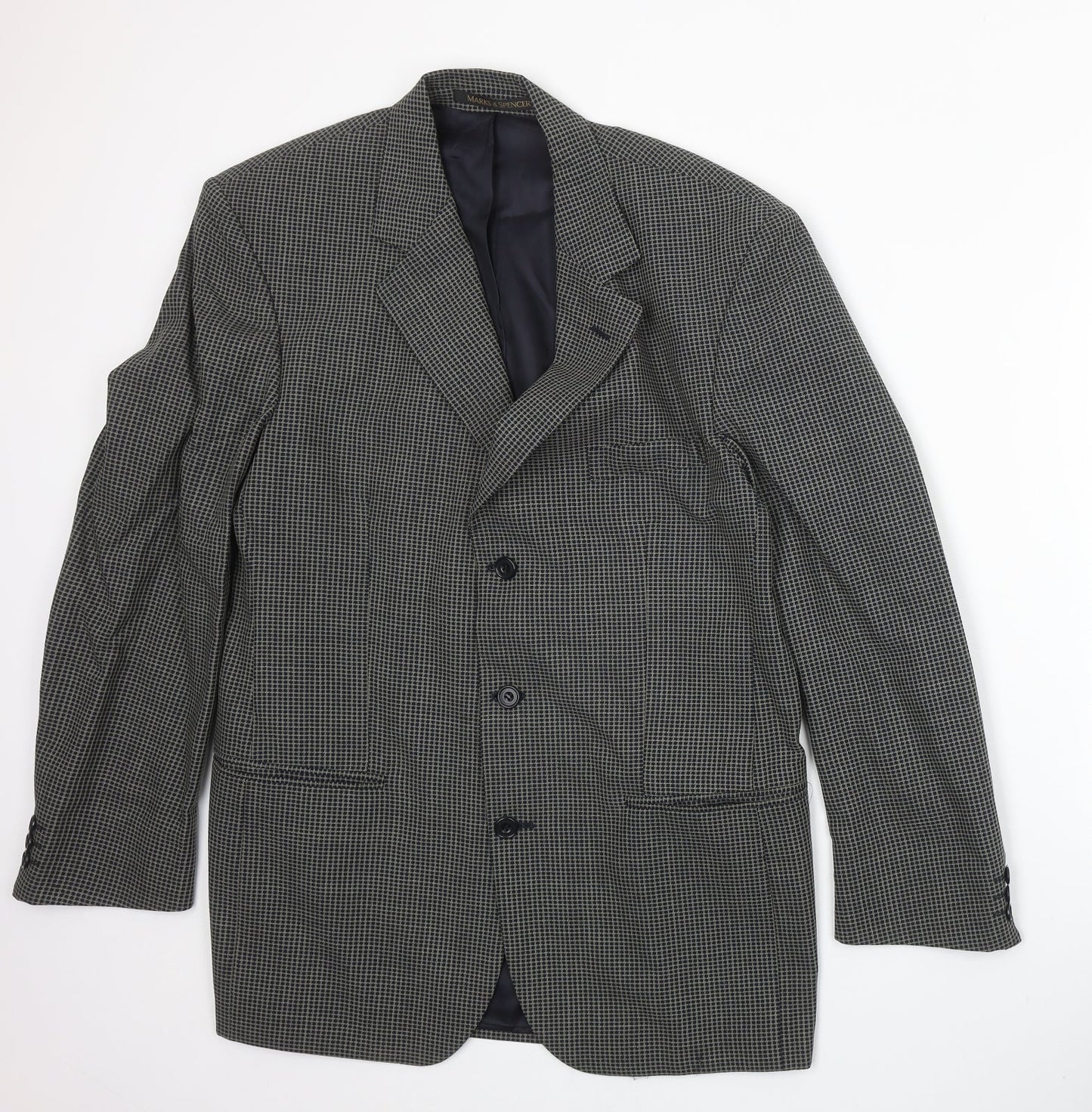 Marks and Spencer Mens Brown Geometric Wool Jacket Blazer Size 40 Regular