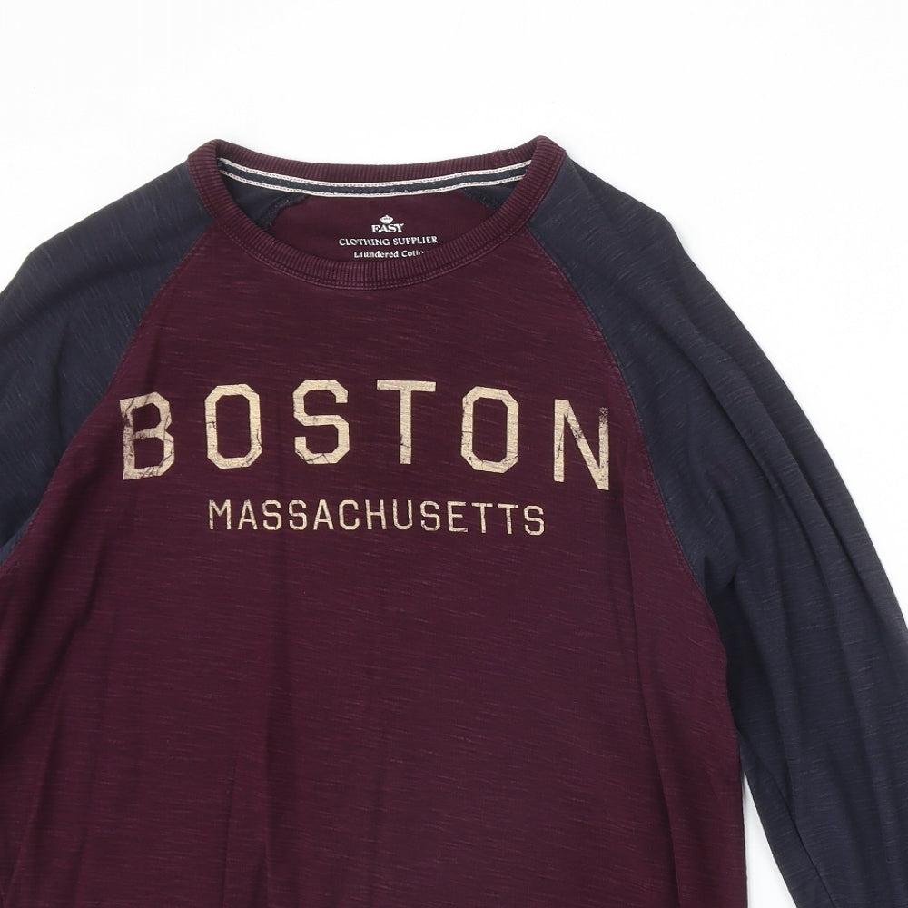 Easy Mens Red Polyester Pullover Sweatshirt Size M - Boston