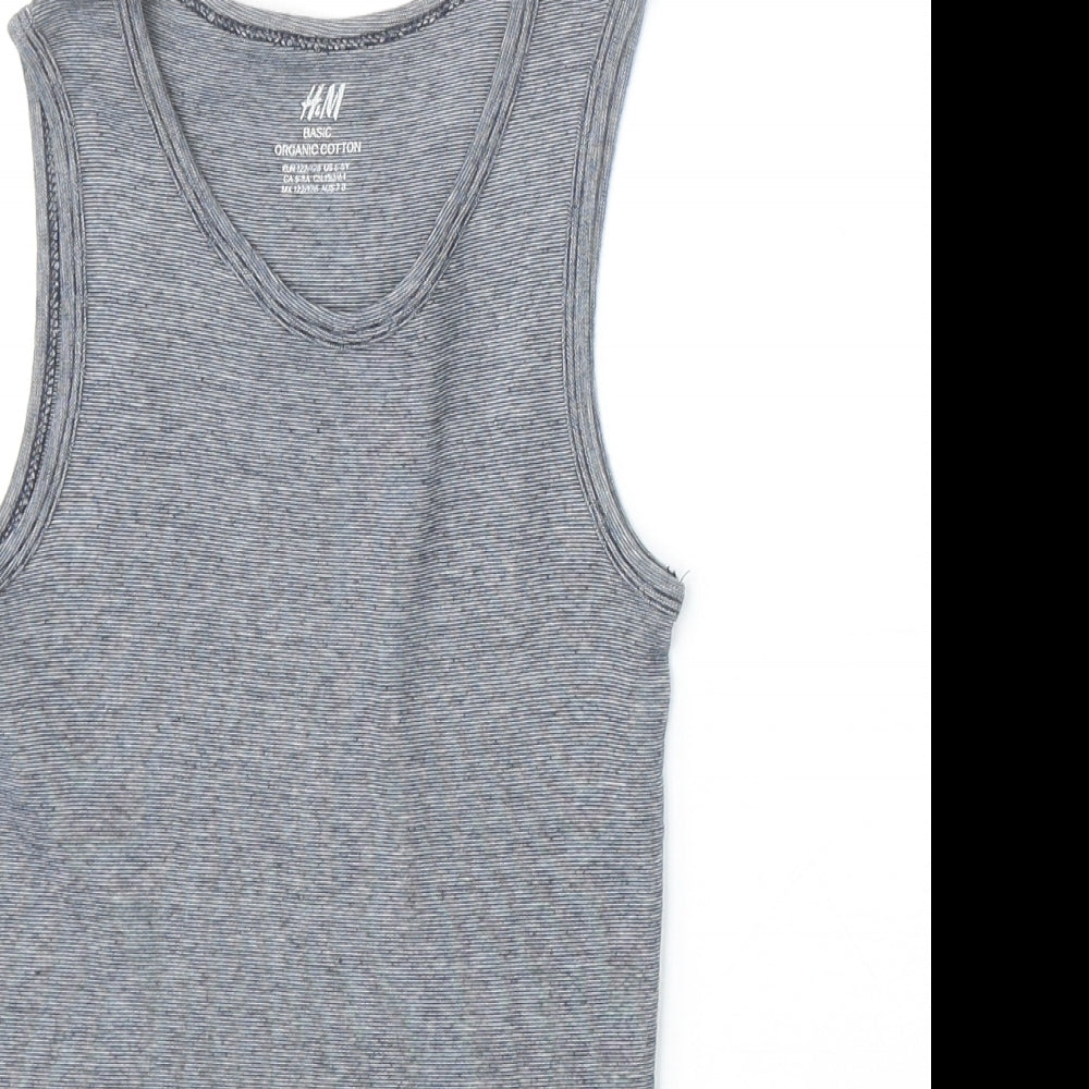 H&M Boys Blue Cotton Basic Tank Size 6-7 Years Scoop Neck Pullover