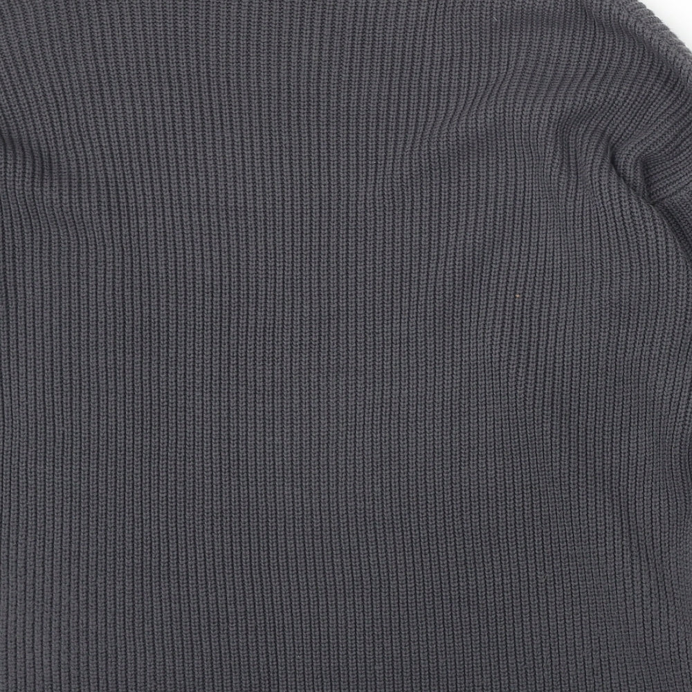 New Look Womens Grey Round Neck Acrylic Pullover Jumper Size 8 - Cut Out Detail