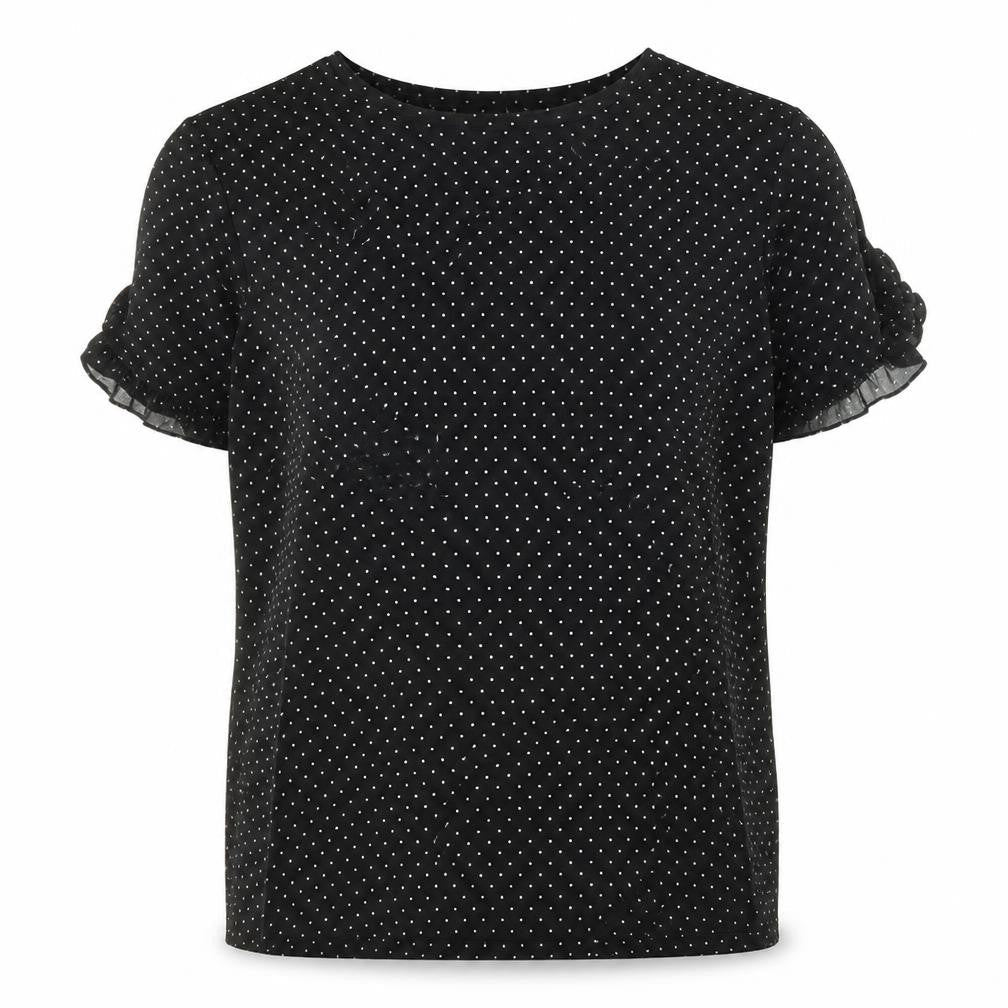 Oasis Womens Black Polka Dot Polyester Basic T-Shirt Size M Boat Neck