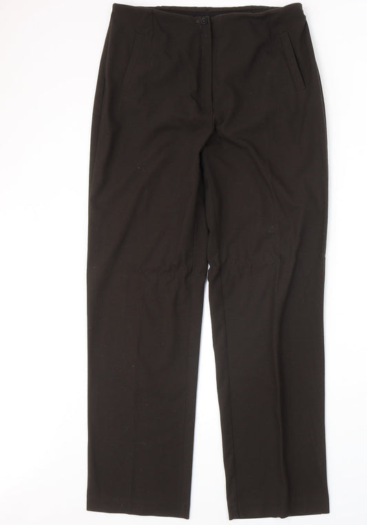Glimma Womens Brown Polyester Trousers Size 30 in Regular Zip
