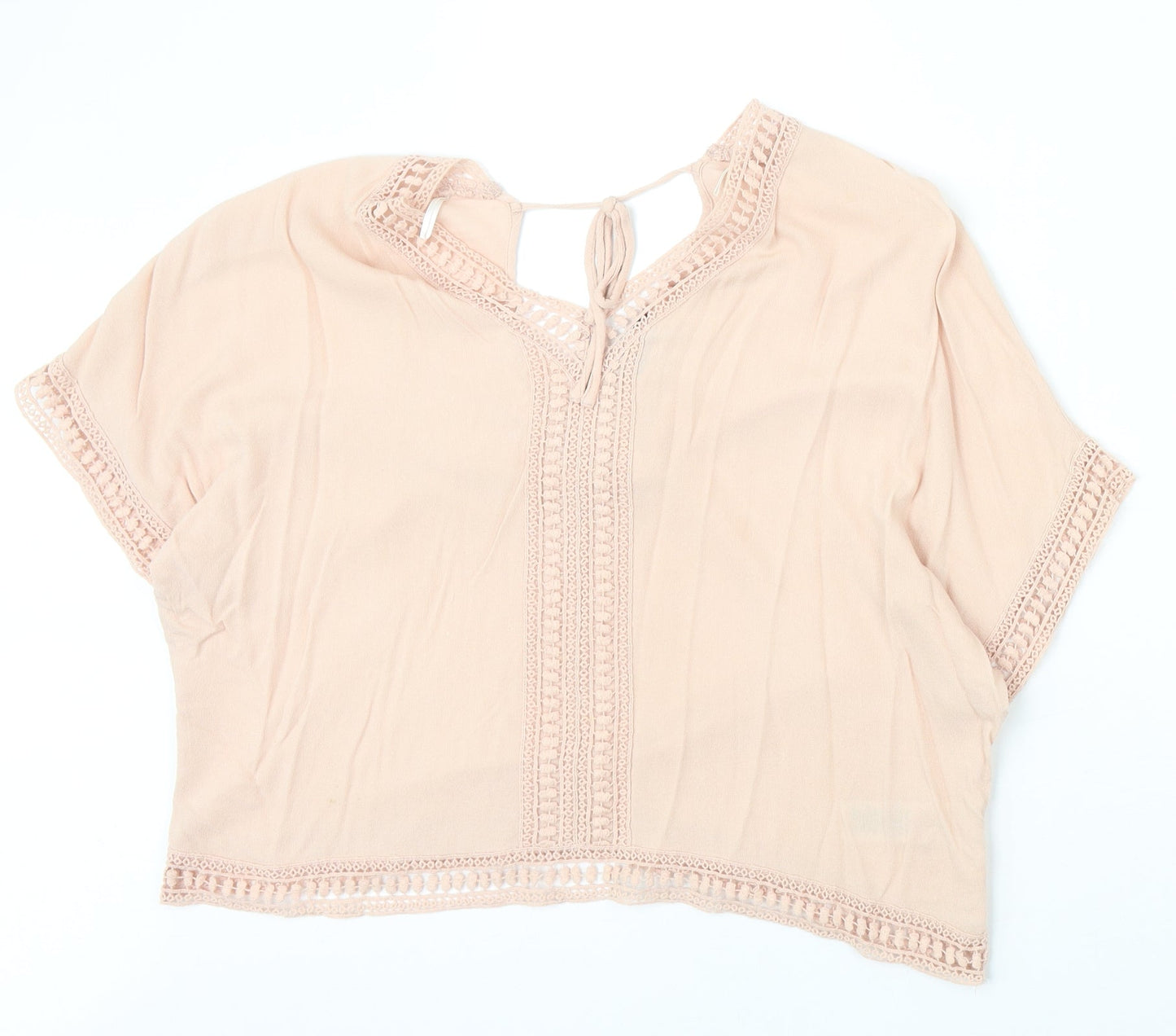 New Look Womens Pink Viscose Basic Blouse Size 8 V-Neck