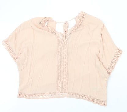 New Look Womens Pink Viscose Basic Blouse Size 8 V-Neck