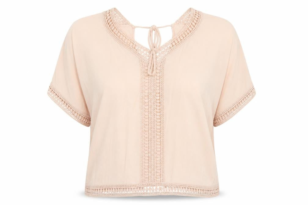 New Look Womens Pink Viscose Basic Blouse Size 8 V-Neck