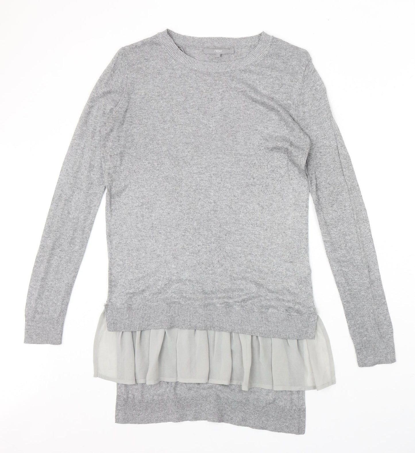 NEXT Womens Grey Round Neck Polyester Pullover Jumper Size 10