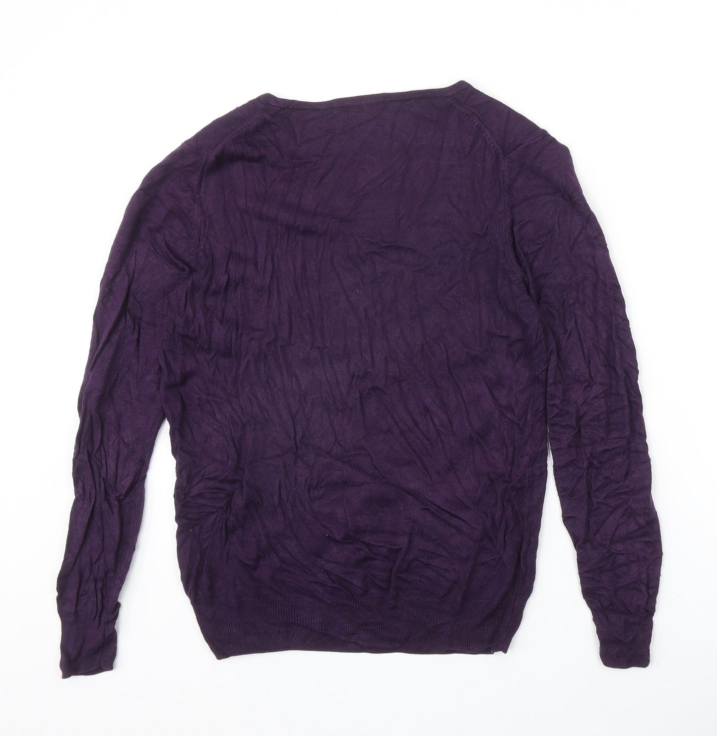 Marks and Spencer Womens Purple V-Neck Acrylic Pullover Jumper Size 10