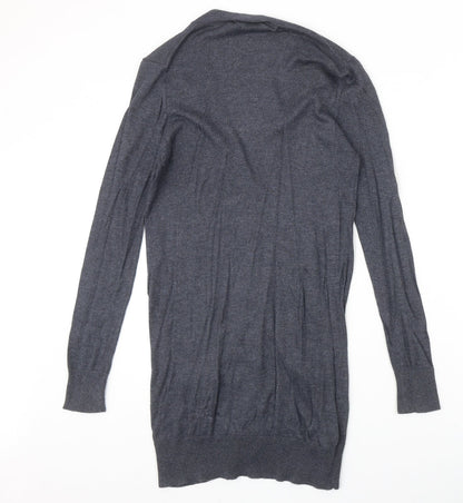 Mango Womens Blue V-Neck Cotton Cardigan Jumper Size S