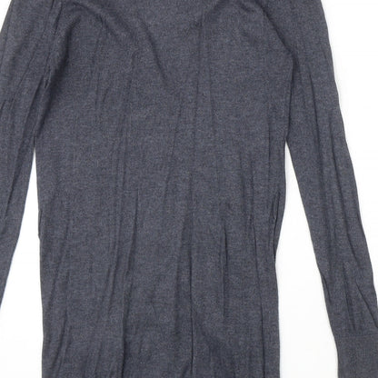 Mango Womens Blue V-Neck Cotton Cardigan Jumper Size S