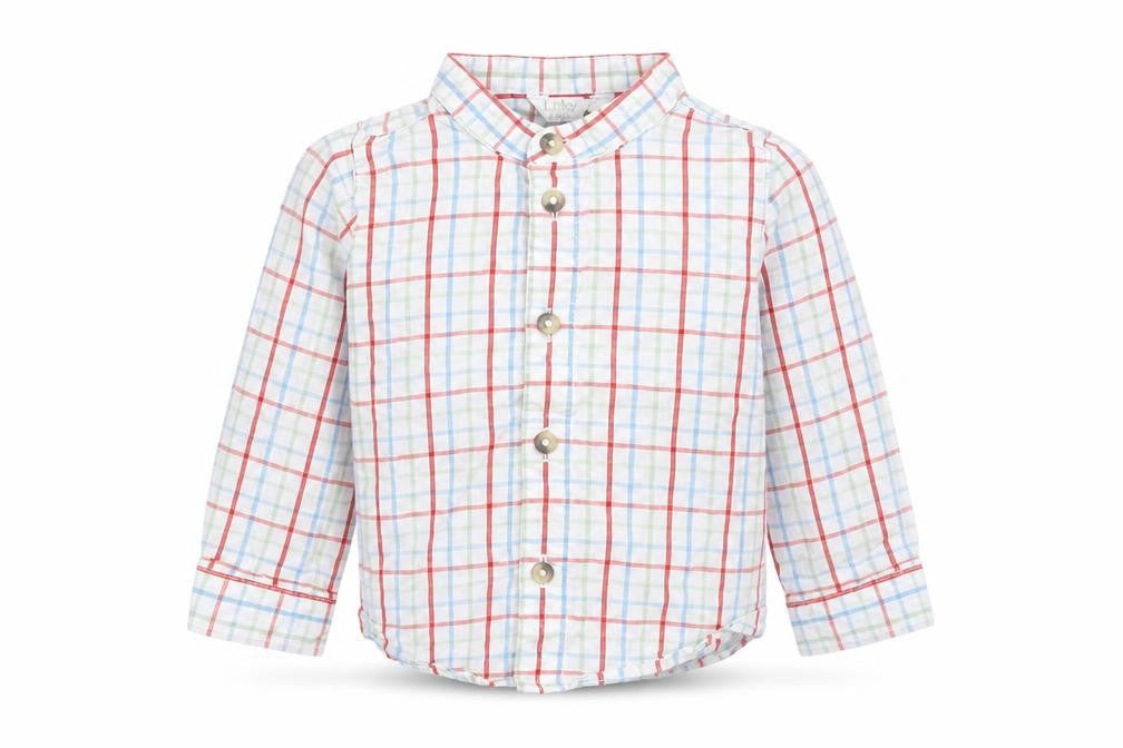 M&Co Boys Multicoloured Plaid Cotton Basic Button-Up Size 6-9 Months Collared Button