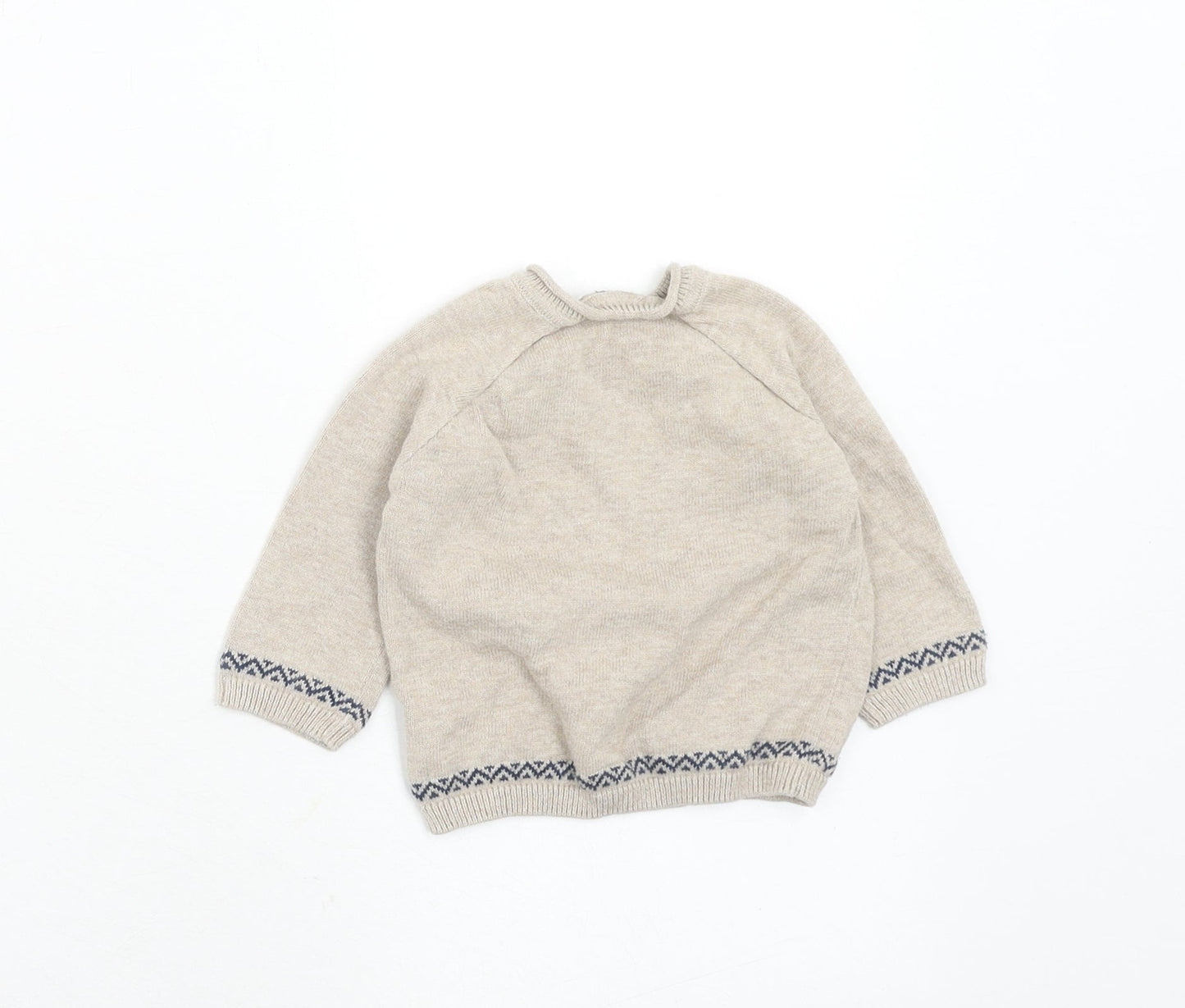 NEXT Boys Beige Cotton Pullover Jumper Size 0-3 Months Button