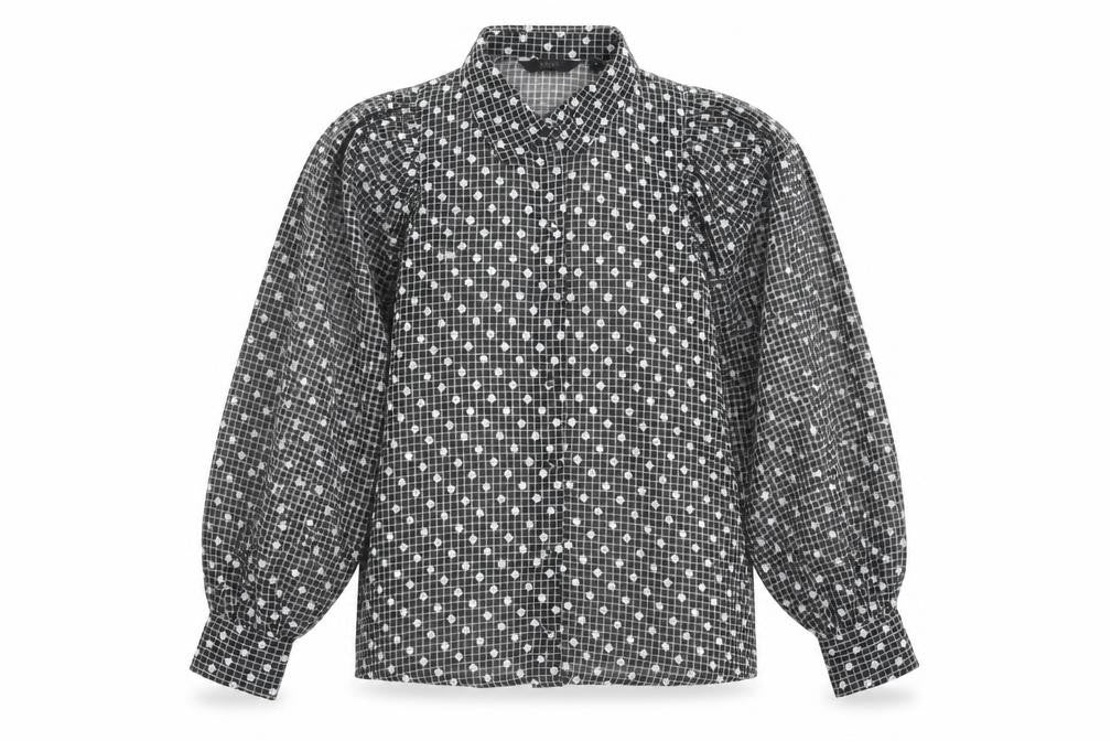 NEXT Womens Black Geometric Polyester Basic Button-Up Size 10 Collared