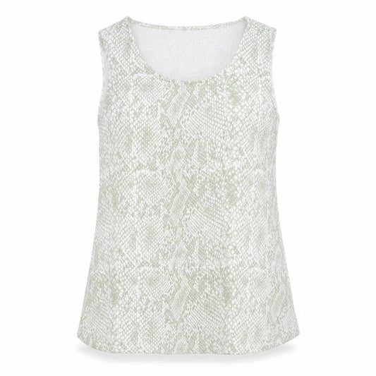 Bonmarché Womens Green Geometric Cotton Basic Tank Size 18 Scoop Neck - Snake print