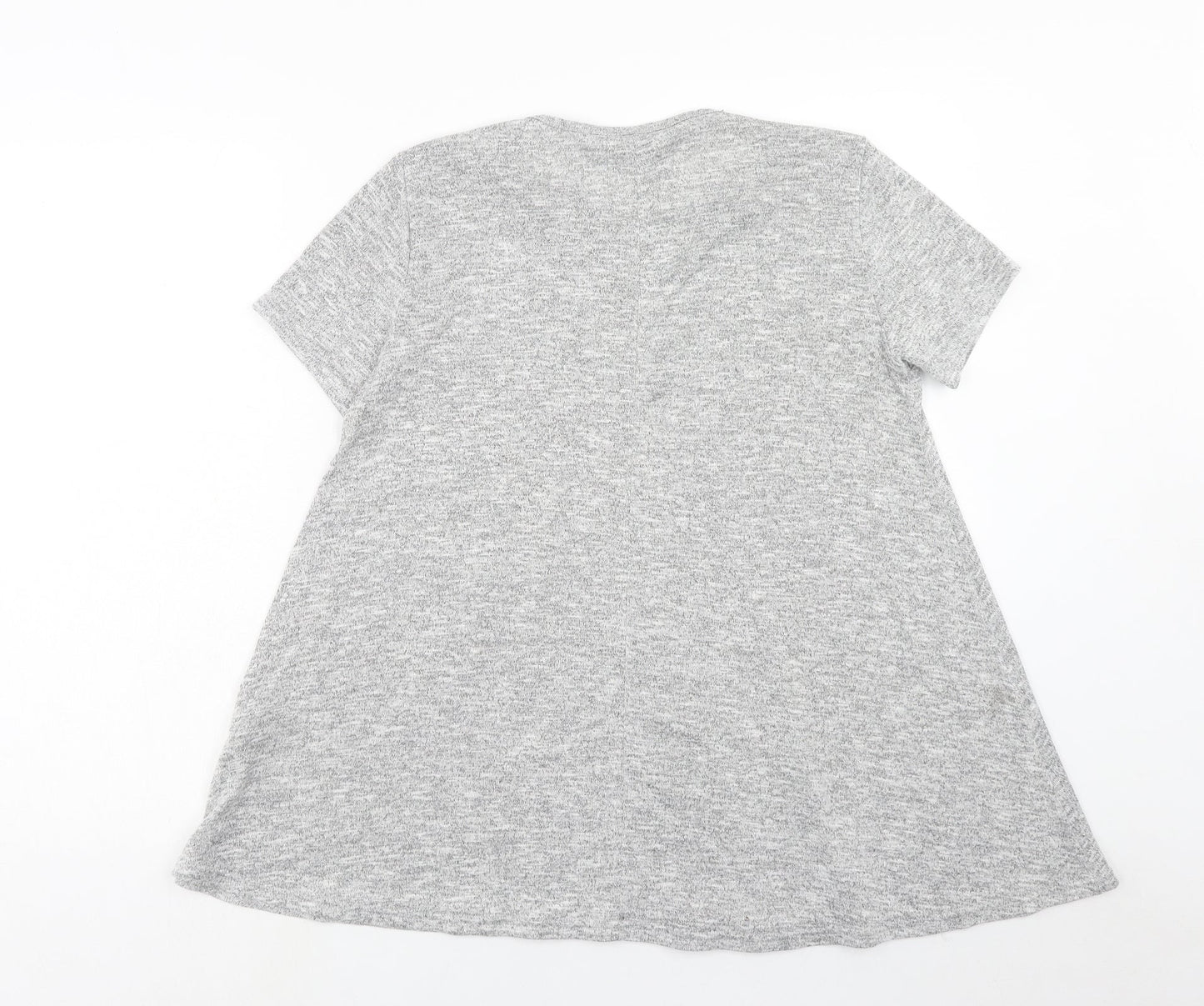 New Look Womens Grey Polyester Tunic T-Shirt Size 6 Round Neck