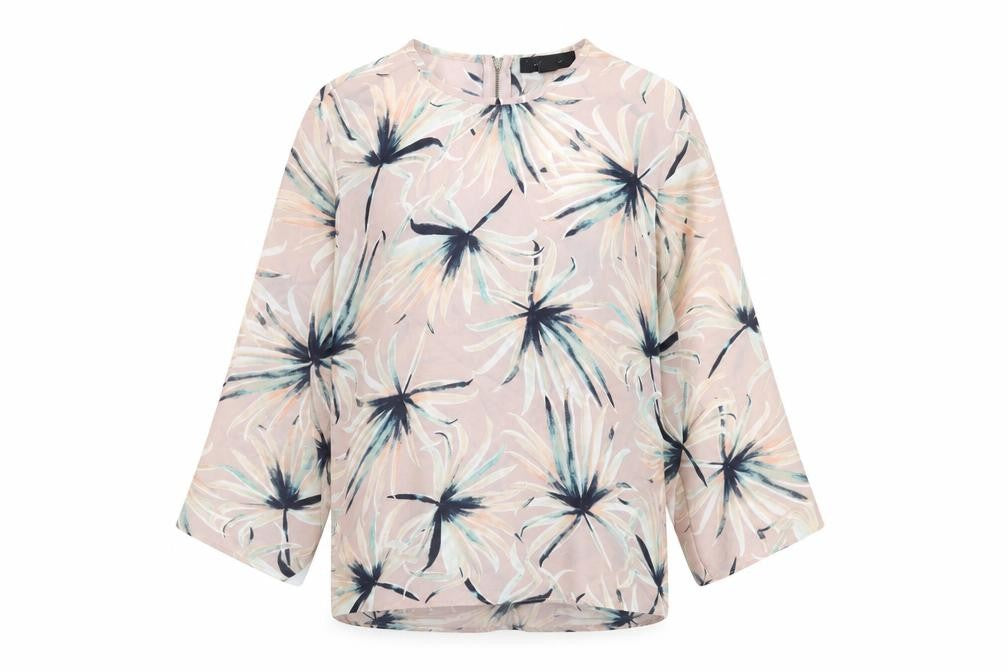 Atmosphere Womens Pink Geometric Polyester Basic Blouse Size 6 Round Neck
