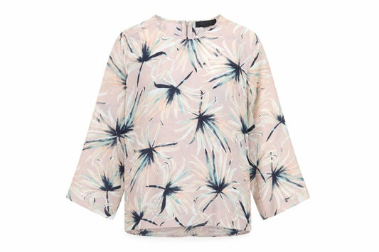Atmosphere Womens Pink Geometric Polyester Basic Blouse Size 6 Round Neck