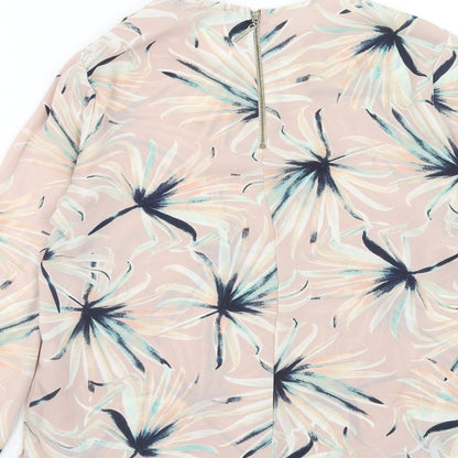 Atmosphere Womens Pink Geometric Polyester Basic Blouse Size 6 Round Neck