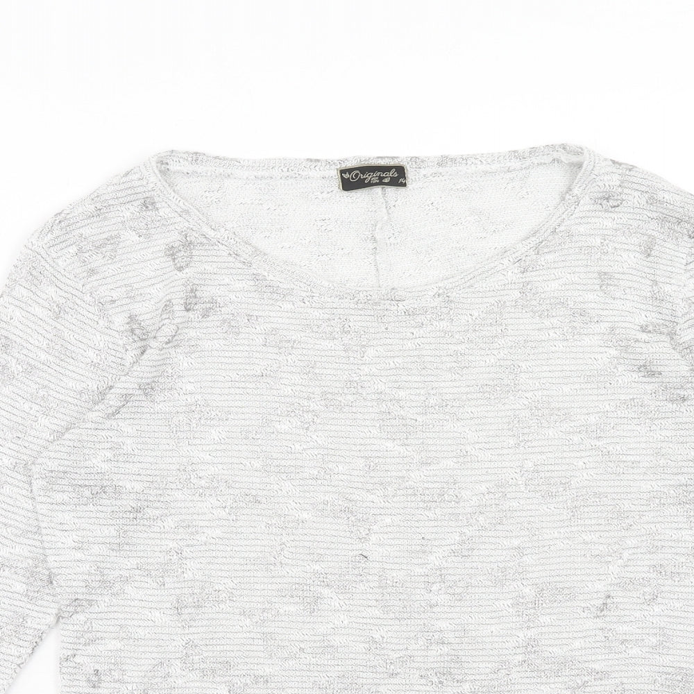 Original Womens Grey Scoop Neck Polyester Pullover Jumper Size 14