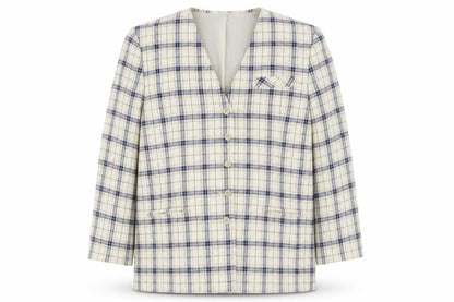 Paul Separates Womens Ivory Plaid Polyester Jacket Blazer Size 16