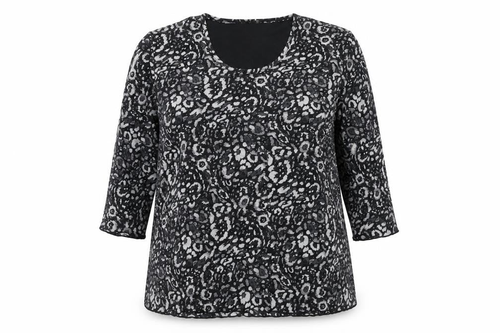 TIGI Womens Black Geometric Polyester Basic T-Shirt Size 14 Round Neck - Size 14-16