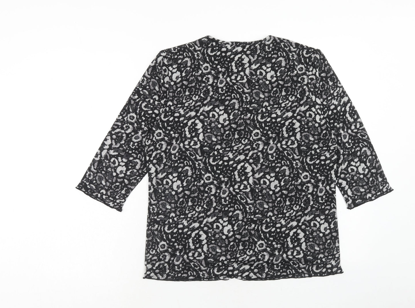 TIGI Womens Black Geometric Polyester Basic T-Shirt Size 14 Round Neck - Size 14-16