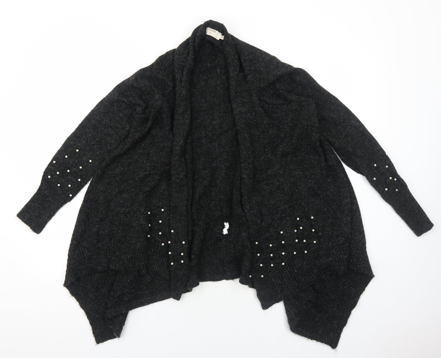 Cream Womens Grey V-Neck Polyester Cardigan Jumper Size S