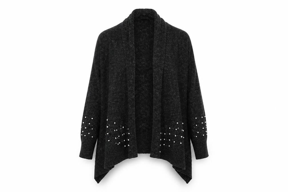 Cream Womens Grey V-Neck Polyester Cardigan Jumper Size S