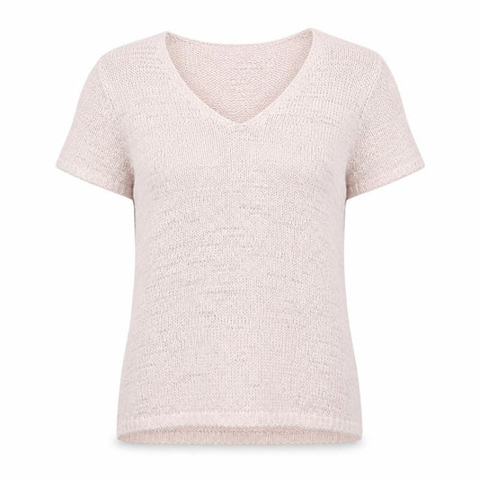 Per Una Womens Pink Acrylic Basic T-Shirt Size L V-Neck