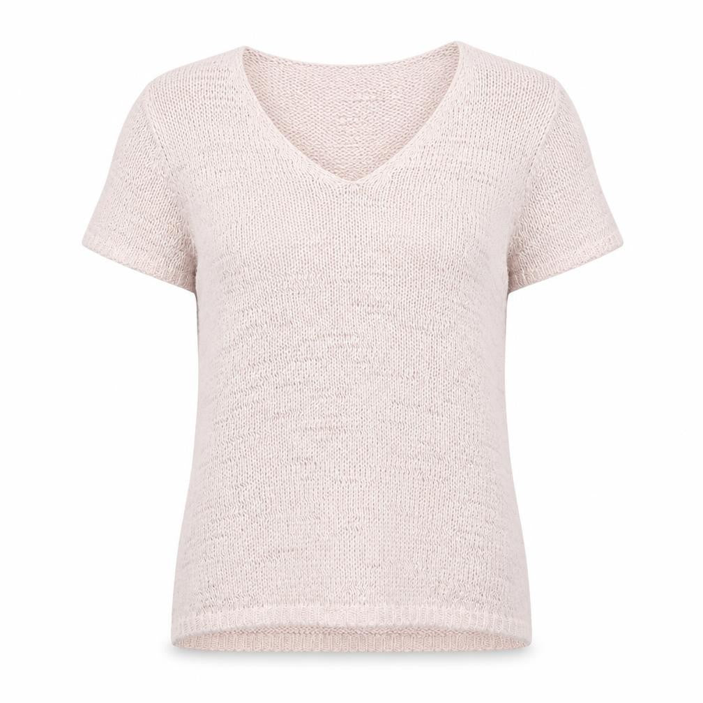 Per Una Womens Pink Acrylic Basic T-Shirt Size L V-Neck
