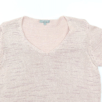 Per Una Womens Pink Acrylic Basic T-Shirt Size L V-Neck