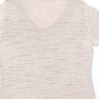 Per Una Womens Pink Acrylic Basic T-Shirt Size L V-Neck