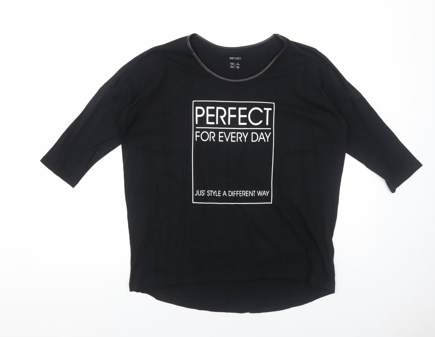 ESMARA Womens Black Cotton Basic Blouse Size L Scoop Neck - Perfect for Every Day