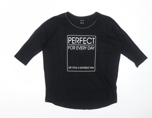 ESMARA Womens Black Cotton Basic Blouse Size L Scoop Neck - Perfect for Every Day