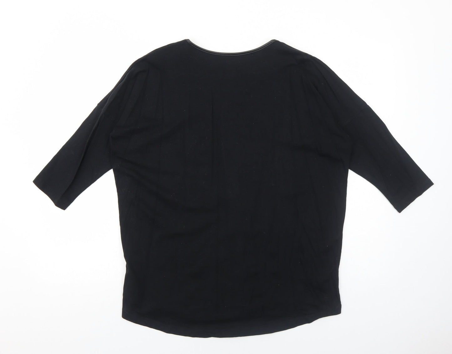 ESMARA Womens Black Cotton Basic Blouse Size L Scoop Neck - Perfect for Every Day