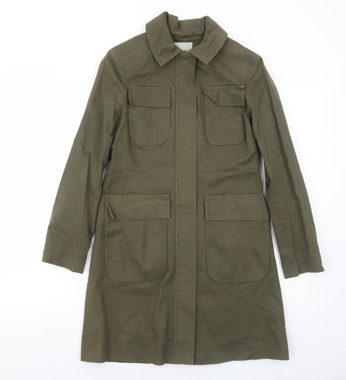 ASOS Womens Green Rain Coat Coat Size 6 Zip