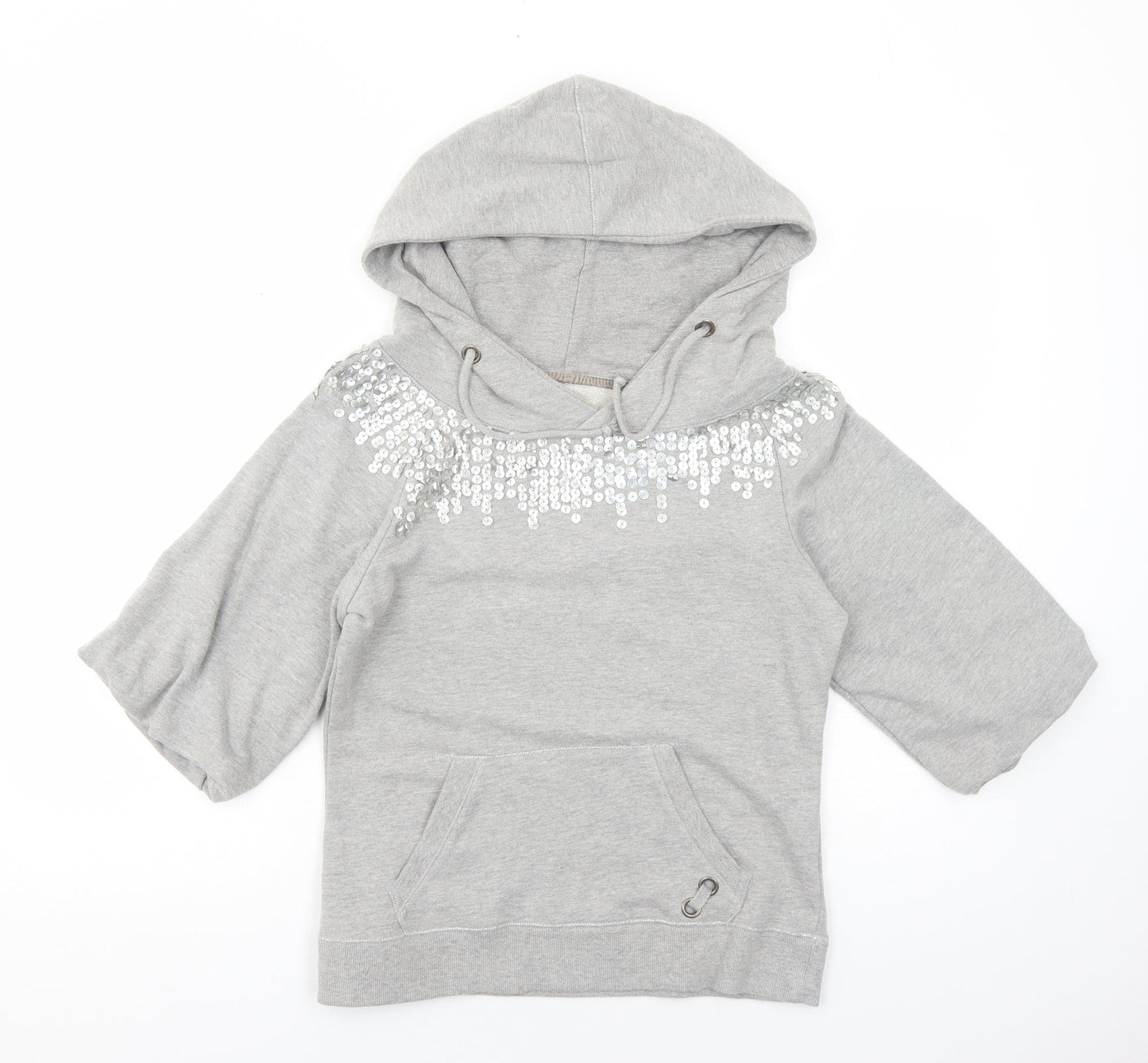 Tennis Womens Grey Cotton Pullover Hoodie Size M Pullover