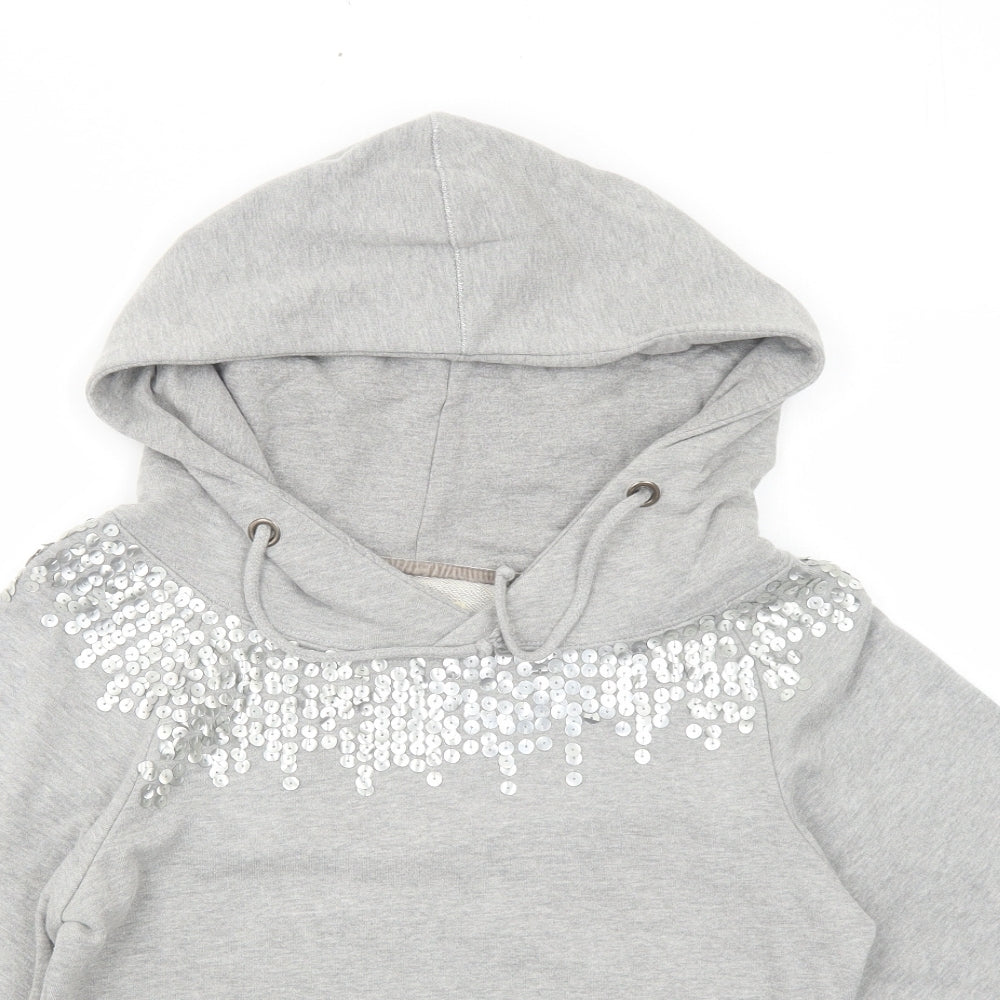 Tennis Womens Grey Cotton Pullover Hoodie Size M Pullover