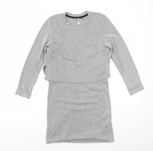 Topshop Womens Black Striped Acrylic A-Line Size 6 Round Neck Pullover