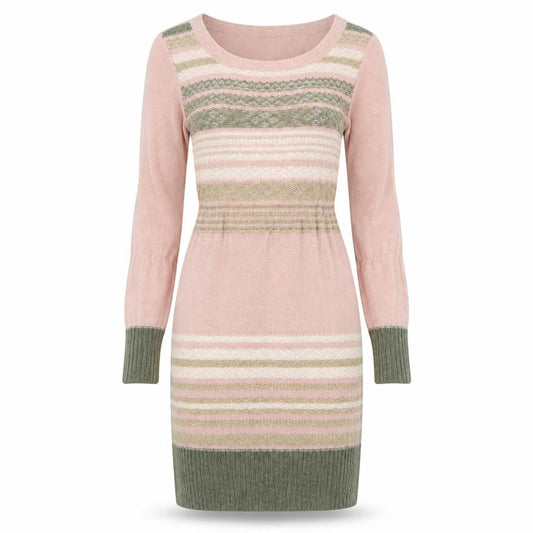 ORSAY Womens Pink Striped Polyacrylate Fibre Jumper Dress Size S Round Neck Pullover