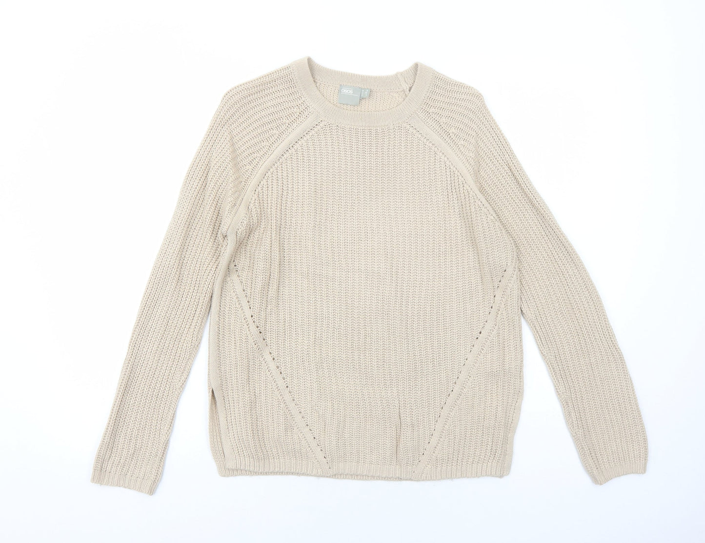 ASOS Womens Beige Round Neck Acrylic Pullover Jumper Size 8