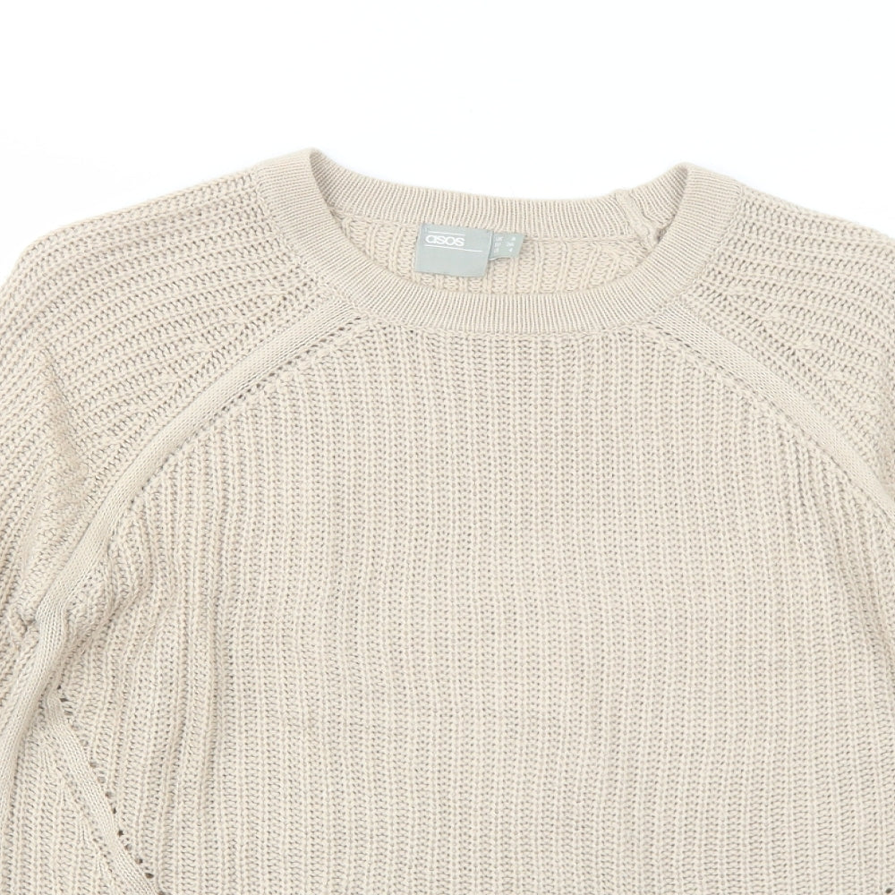 ASOS Womens Beige Round Neck Acrylic Pullover Jumper Size 8