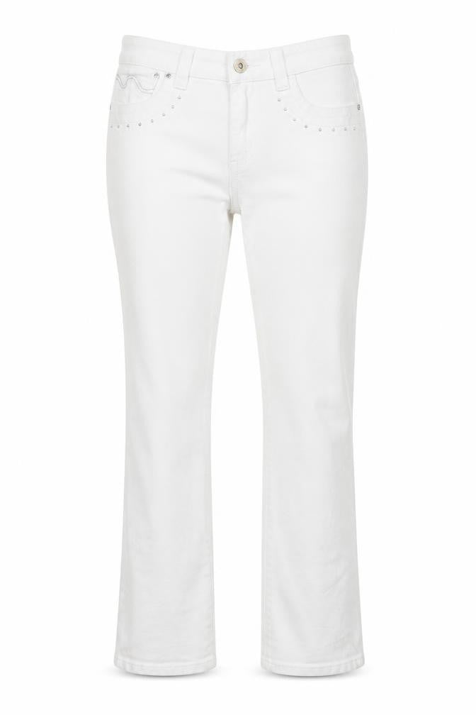 Onado Womens White Cotton Straight Jeans Size 10 Regular Zip
