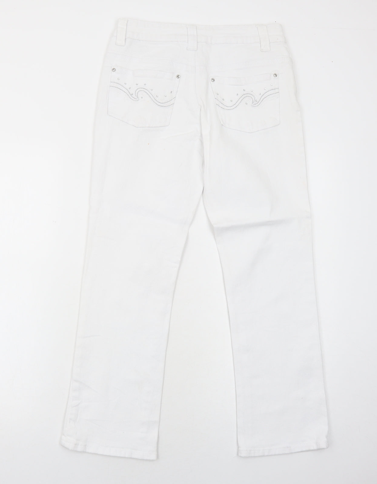 Onado Womens White Cotton Straight Jeans Size 10 Regular Zip